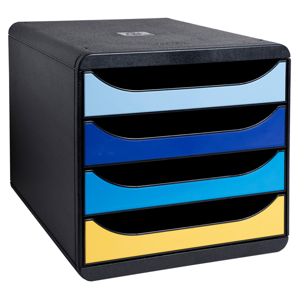 Cassettiera Big Box Bee Blue – 4 cassetti A4 – nero/multicolore – Exacompta
