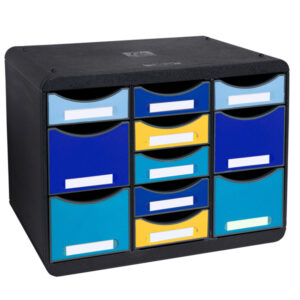 Cassettiera Store-Box Multi Bee Blue – 11 cassetti – nero/multicolore – Exacompta