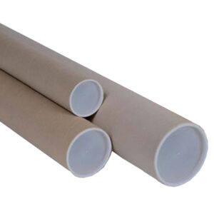 Tubo in cartone avana – doppio tappo trasparente – altezza 70 cm – diametro 6 cm – Polyedra