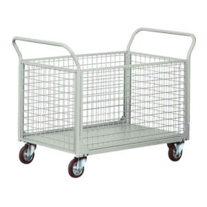 Carrello da lavoro – 4 sponde rete – laterali asportabili – 300 kg – grigio – Tecnotelai