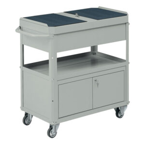 Carrello da lavoro – 2 vasche da 80 x 45 cm – con baule e portattrezzi – 92 x 47,8 x 87,5 cm – grigio – Tecnotelai