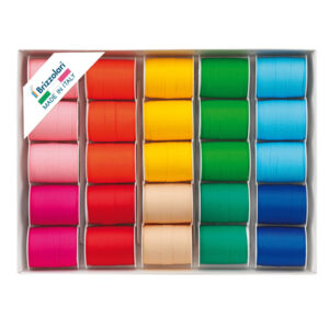 Rocche di nastro similpaper -10 mm x 10 mt – colori assortiti primaverai – Brizzolari – conf. 25 pezzi