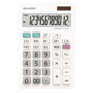 Sharp – Calcolatrice da Tavolo EL-334W – con cavalletto – 12 cifre – EL-334W
