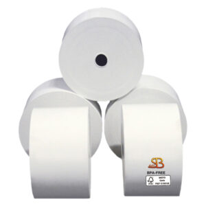 Rotolo per distributori self service – 57 mm x 85 m – diametro esterno 87 mm – anima 12 mm – 70 gr – carta termica BPA free – Sabacart