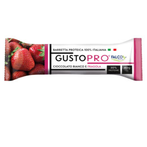 Barretta proteica GustoPro – cioccolato bianco e fragola – 40 gr – Falco