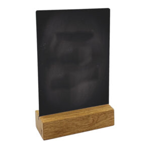 Lavagna da tavolo scrivibile – con base in legno massello – A5 – 15 x 21 x 5 cm – nero – Lebez