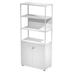 Libreria alta metal + armadio basso Essence – 90 x 46 x 204 cm – Bianco/bianco/bianco/bianco – Artexport