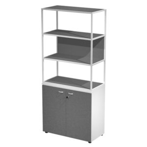 Libreria alta metal + armadio basso Essence – 90 x 46 x 204 cm – Bianco/bianco/antracite/bianco – Artexport