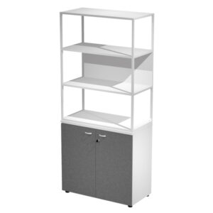 Libreria alta metal + armadio basso Essence – 90 x 46 x 204 cm – Bianco/antracite/bianco/bianco – Artexport