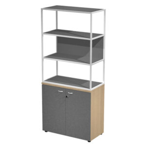 Libreria alta metal + armadio basso Essence – 90 x 46 x 204 cm – Rovere/antracite/antracite/bianca – Artexport