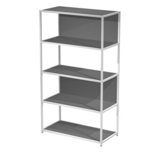 Libreria 5 ripiani Modular – 90 x 44 x 161 cm – struttura metal bianco – antracite – Artexport