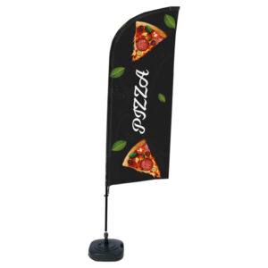 Bandiera a vela PIZZA – con base riempibile – 89 x 240 cm – Studio T