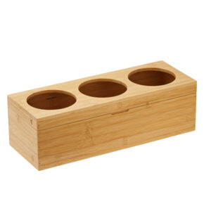 Portabottiglie con tre fori – 42 x15,5 x13 cm – bamboo – colore naturale – Leone