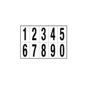 Numero adesivo da 0 a 9 – PVC – 56 x 99 mm – 10 et/fg – 1 foglio – nero/bianco