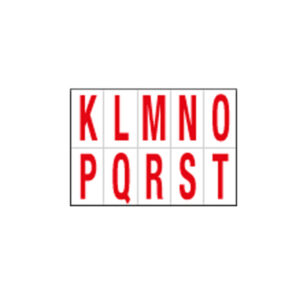 Lettera adesiva da K a T – PVC – 56 x 99 mm – 10 et/fg – 1 foglio – rosso/bianco
