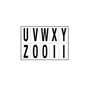 Lettera adesiva da U a Z – PVC – 56 x 99 mm – 10 et/fg – 1 foglio – nero/bianco