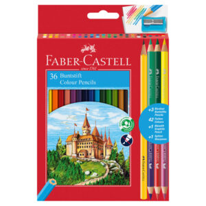 Matita colorata eco Il Castello + 3 bicolor + 1 grafite – colori assortiti – Faber Castell – astuccio 36 pezzi