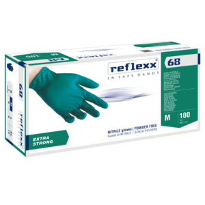 Guanti in nitrile R68 – senza polvere – taglia M – verde – Reflexx – conf. 100 pezzi