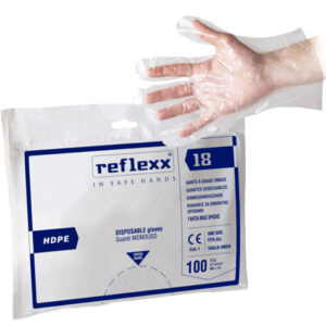 Guanti HDPE R18 – taglia unica – trasparente – Reflexx – conf. 100 pezzi