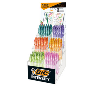 Penna a sfera a scatto Intensity Gel Quick Dry – punta 0,7mm – colori assortiti – Bic – expo 102 pezzi