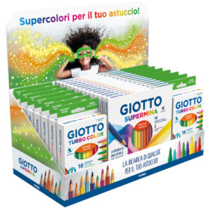 Espositore 15 astucci Supermina + 14 astucci Turbo Color – Giotto