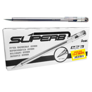 Penna a sfera Super B – punta 0,7 mm – nero – Pentel – promo pack 12+2 pezzi