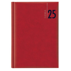Agenda giornaliera 2025 – copertina in carta imbottita – 14,5 x 20,5 cm – rosso